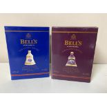 Two Bells Old Scotch Whisky Christmas decanters - 2001, 2002, sealed, boxed.