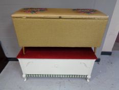 A golden loom blanket box