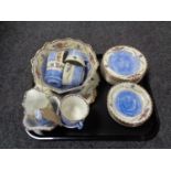 A tray of Chelsea hand painted tea set