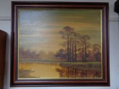 An oil on canvas - sunset, signed Beck.