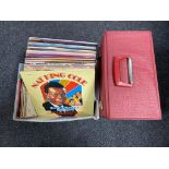 A case and box of vinyl LP's and 45's - world music,