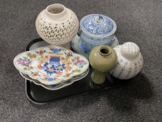 A tray of antique and later Oriental items, ginger jars, lidded tureens,