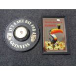 'A lovely day for a Guinness' picture mirror together with a barometer with advertising decoration