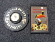'A lovely day for a Guinness' picture mirror together with a barometer with advertising decoration