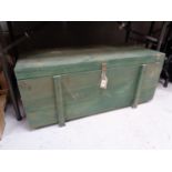 A painted pine tool chest containing hand tools
