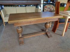 An early twentieth century oak refectory table on bulbous legs CONDITION REPORT: