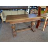 An early twentieth century oak refectory table on bulbous legs CONDITION REPORT: