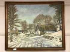 Continental school, hamlet in winter,