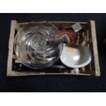 A box of large glass bowl, spoon in case,