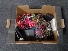 A box of assorted costume jewellery