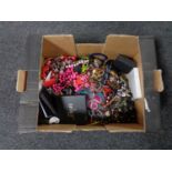 A box of assorted costume jewellery