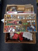 Two boxes of assorted modelling parts and paints