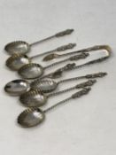 A set of six silver apostle teaspoons,