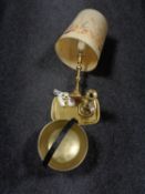 A brass cast iron handled jam pan, brass tray,