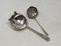 Two silver straining spoons CONDITION REPORT: 63.