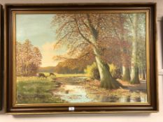 Continental school, deer in woodland,