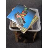A plastic crate of LP's, pop and rock including Rolling Stones,