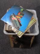 A plastic crate of LP's, pop and rock including Rolling Stones,