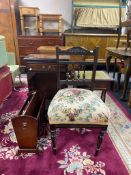 A reproduction telephone stand, flap sided table and magazine rack,