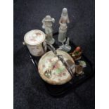 A tray of assorted china - Nao figure, two Spanish figures, Hummel figure,