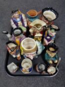 A tray of thirteen assorted character jugs - Toby Wood,