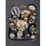 A tray of thirteen assorted character jugs - Toby Wood,