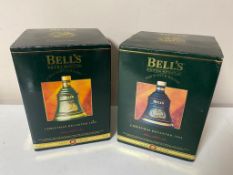 Two Bells Old Scotch Whisky Christmas decanters - 1994, 1995, sealed, boxed.