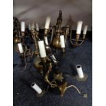 Four continental brass light fittings