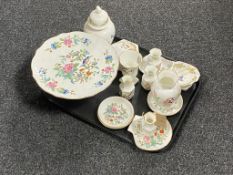 A tray of assorted Aynsley Somerset and Pembroke Cottage Garden china