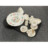 A tray of assorted Aynsley Somerset and Pembroke Cottage Garden china