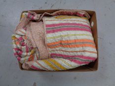 A box of mid century hand stitched quilt