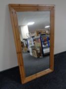 A pine framed overmantel mirror