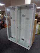 A pair of contemporary glass door display cabinets