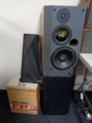 A pair of DALI loud speakers (af) together with a boxed Elmo 8mm projector