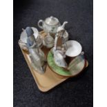 A tray of Royal Doulton The Majestic Collection teapot, milk jug and sugar basin, Spanish figures,