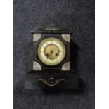 A Victorian marble and slate mantle clock