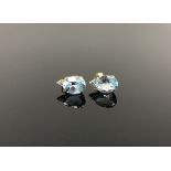A pair of 14ct gold aquamarine and diamond earrings