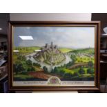 A framed Ronald Embleton print - The South West prospect of Durham