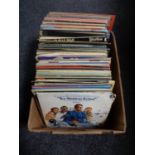 A box and case of LP's including classical, movie sound tracks,