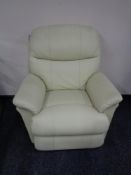 A Rest Well cream leather electric reclining armchair CONDITION REPORT: This has