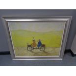 A contemporary Sam Toft print depicting two figures on a tandem