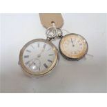 A silver cased pocket watch together with a silver cased fob watch by Langdon Davies and Company