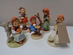 Five Goebel figures - Goose girl,