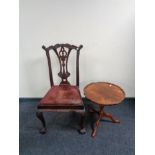 A reproduction Hepplewhite style dining chair and an occasional table
