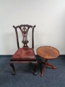 A reproduction Hepplewhite style dining chair and an occasional table