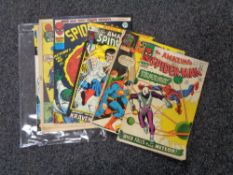 Seven mid century and later Spiderman and Superman comics by DC and Marvel