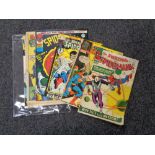 Seven mid century and later Spiderman and Superman comics by DC and Marvel