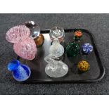 A tray of glass ware, Caithness vase,