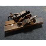 A tray of vintage wood working tools, block plane,