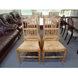 Four country style rail backed kitchen chairs